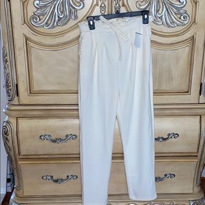 High waisted cream pants